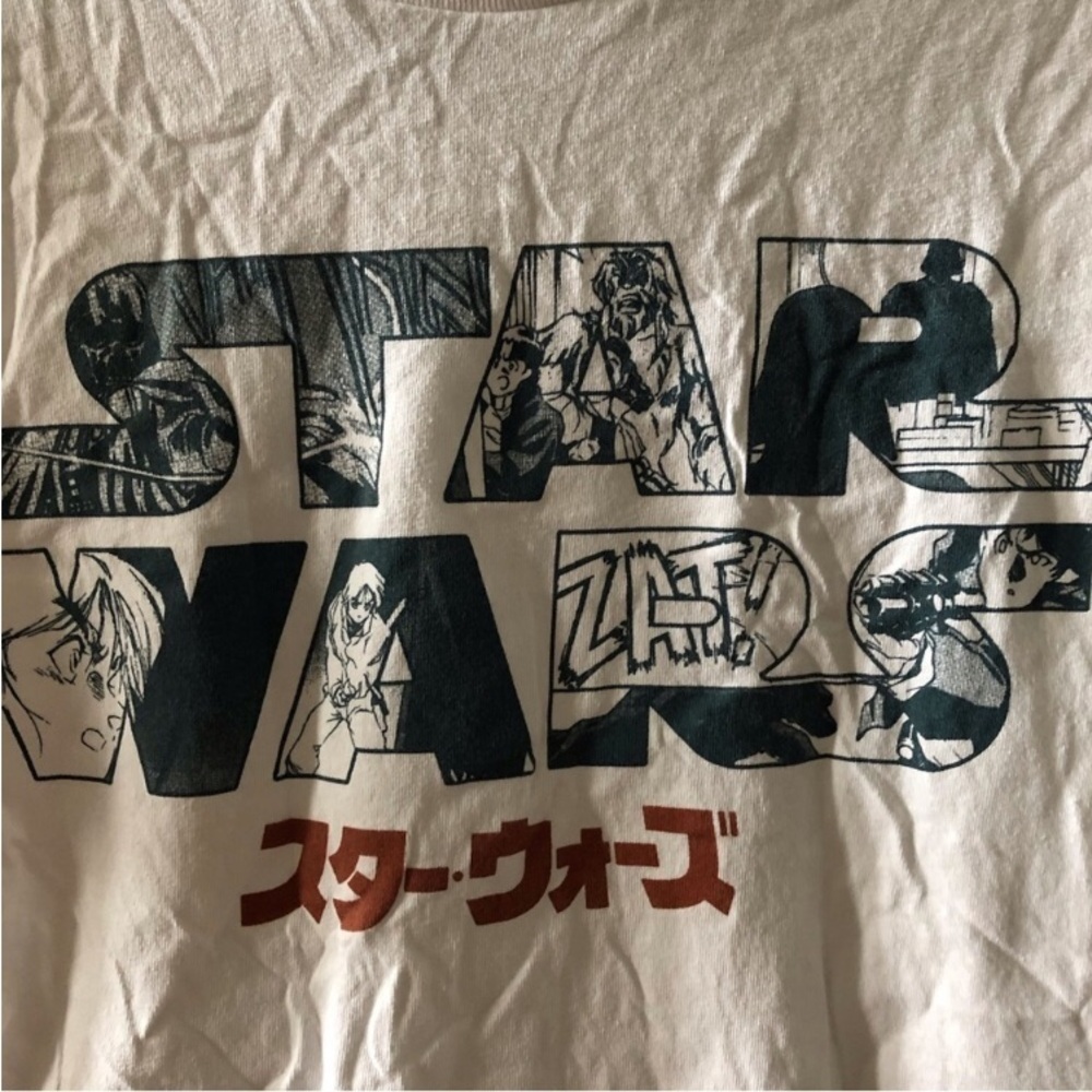 Star Wars Anime spell out short sleeve graphic tee in size L